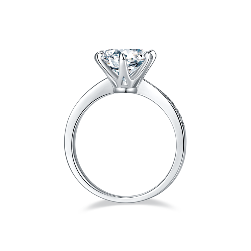 微镶灵动S925银镀白金MoissaniteWomen's Ring3.0ctD级